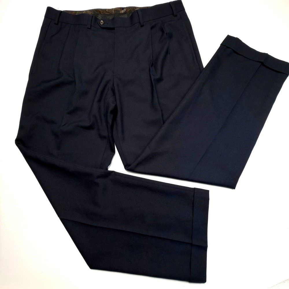Lauren Ralph Lauren Men's Dress Pants Black Flat Front Classic Fit 36x30